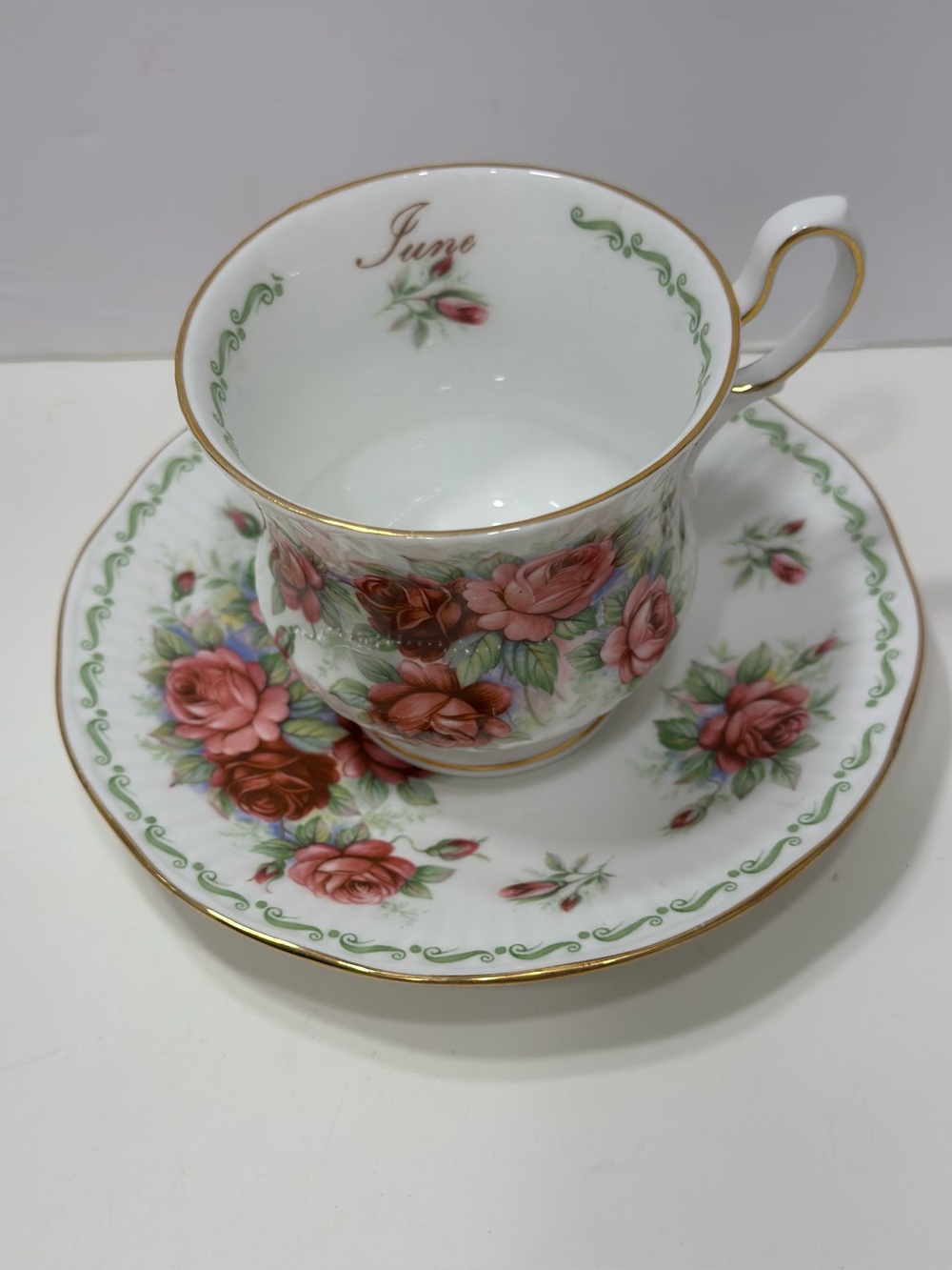 Month on June Queen’s Rosina China England tea cup  pink Rose bone China